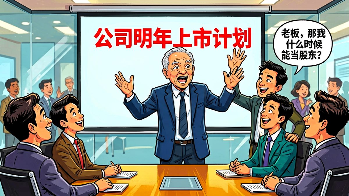 老板说公司要上市，员工问什么时候分红，老板：'上市指的是让你上——上班！'