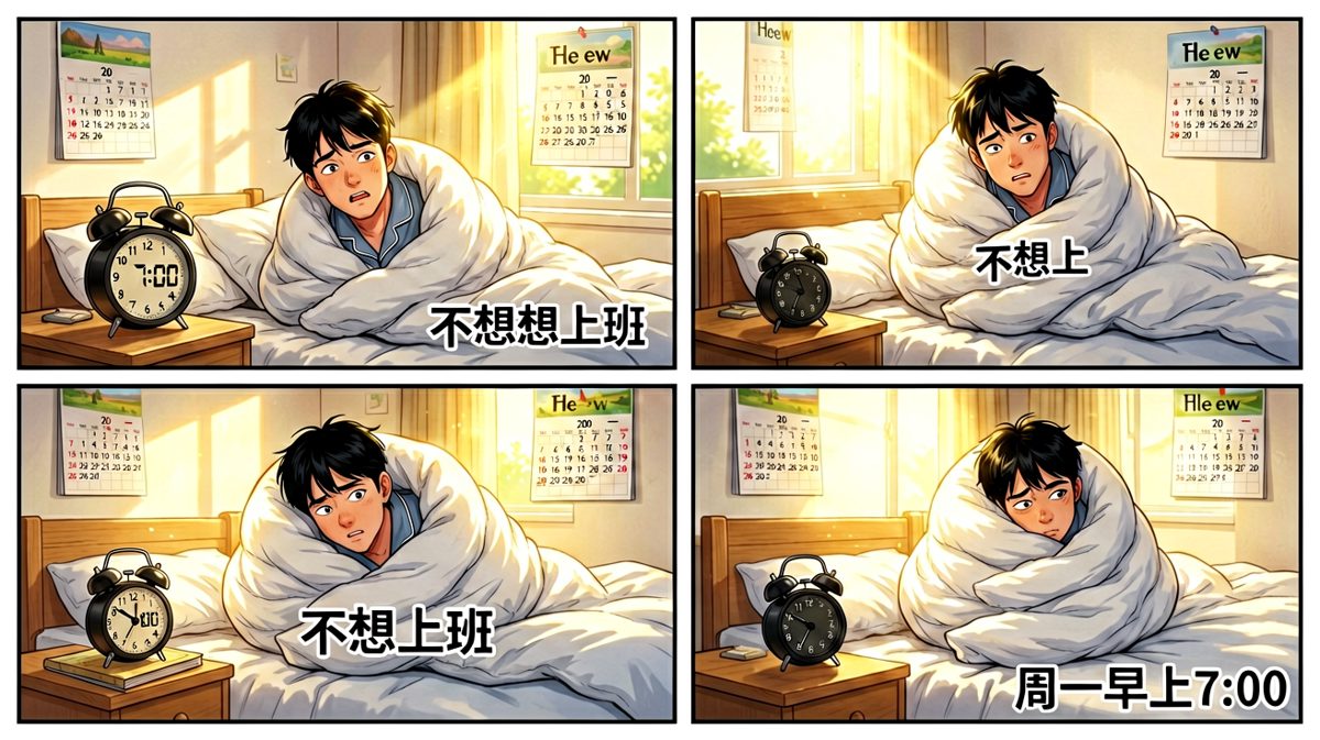 闹钟响起，我选择与被子共生。
