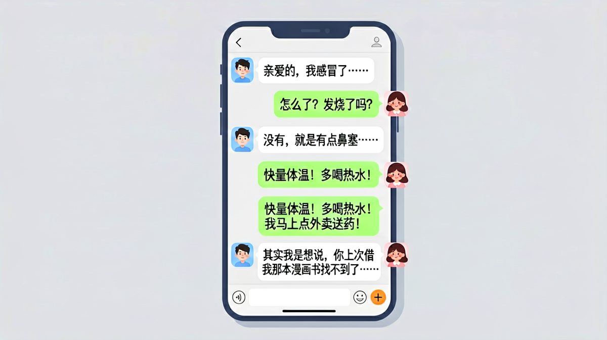 女生假装感冒吓唬男朋友，最后真相竟然是借的书不见了，男朋友的血压飙升。