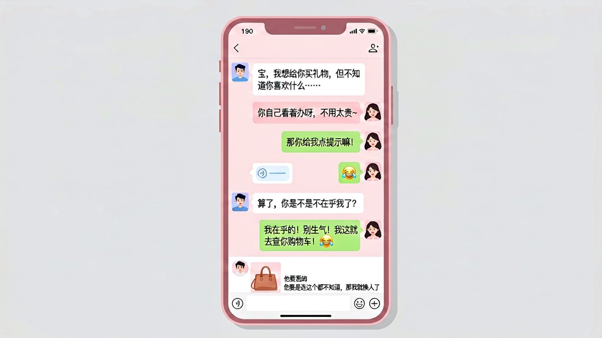 送礼物变成送命题，男生拼命试探，女生却在朋友圈发了条'换人'动态，求生欲拉满。