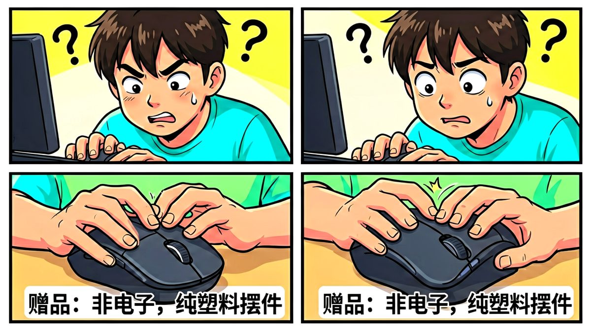 发现鼠标根本不是电器，只是个塑料摆件
