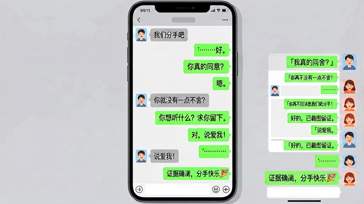 分手威胁被反向拿捏——男生早有截图备份