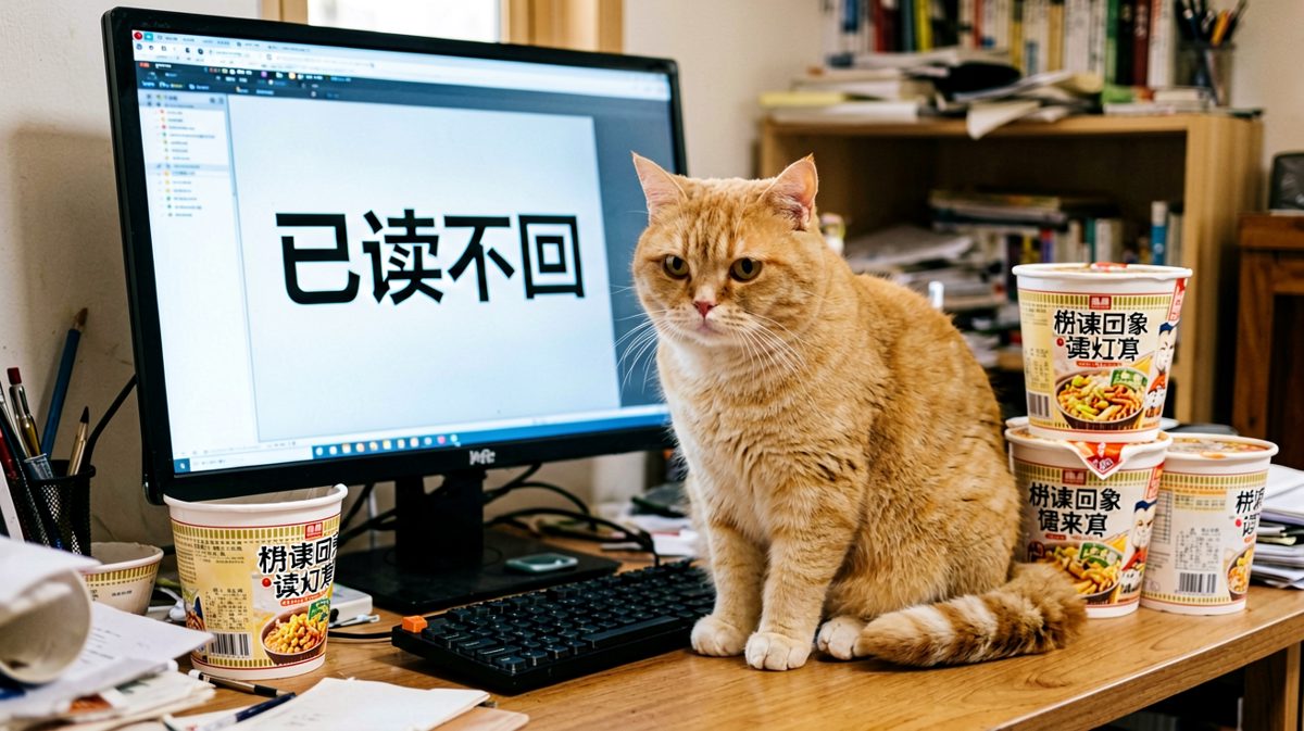 此时一只猫咪正在经历职场社畜的日常