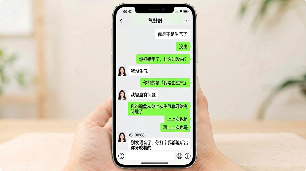 「键盘有问题」是情侣间最经典的生气托辞，女生一秒识破。
