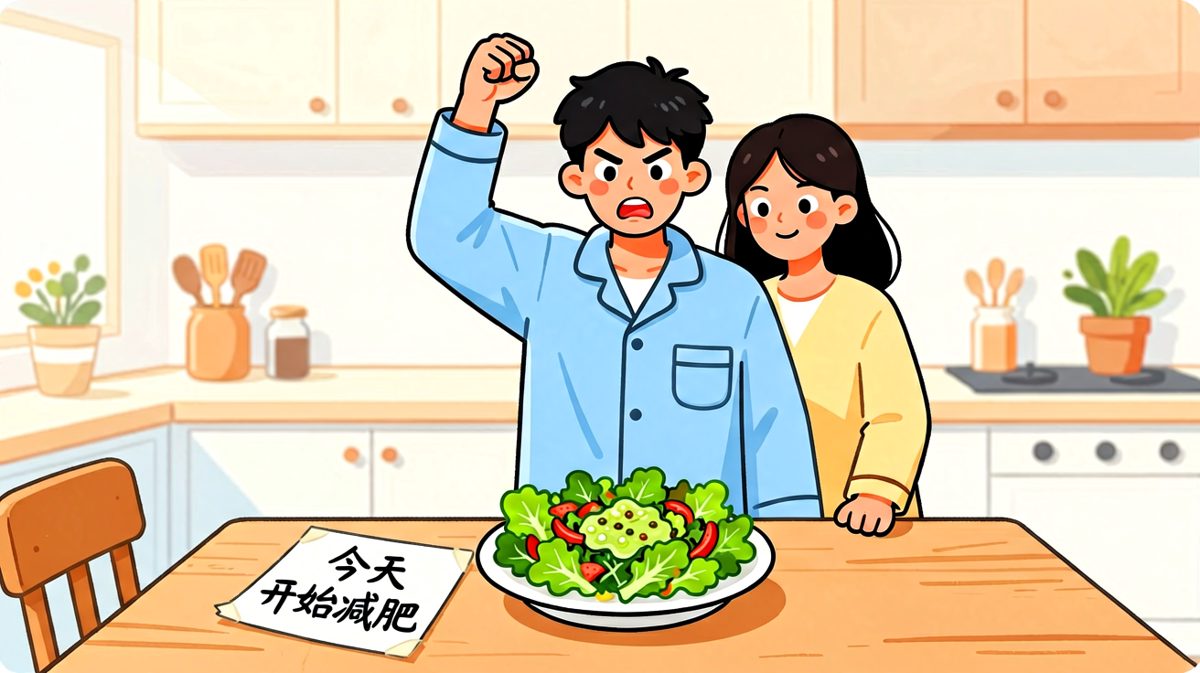 早上立下减肥flag，对着沙拉信誓旦旦