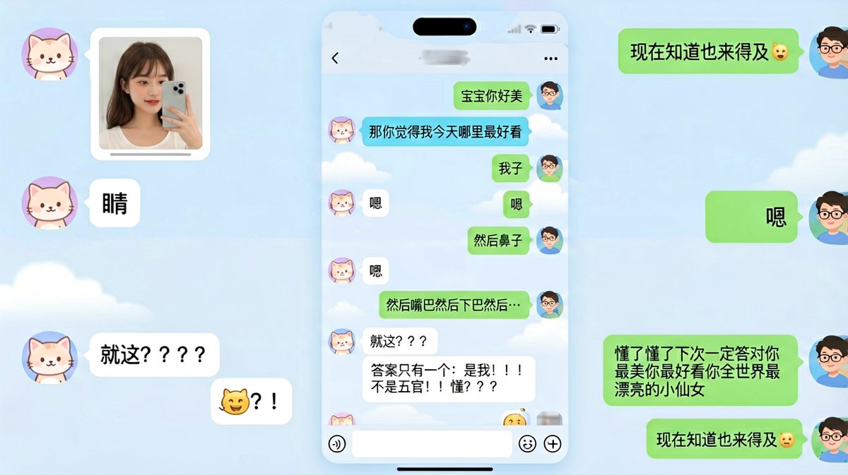 夸女朋友是一门学问，答错一个字就是灾难