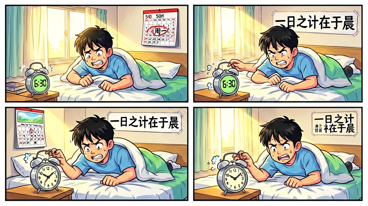 闹钟响了，但被子把我封印了