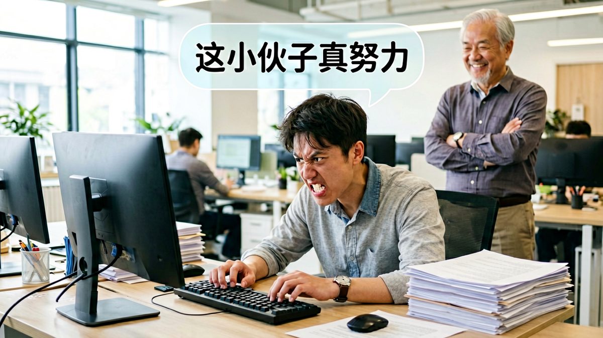 员工：老板我今晚通宵改方案！老板：好！我明早检查。反转：方案上周就交过了。