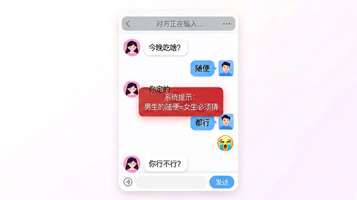关于'今晚吃啥'的哲学讨论，以一句'你行不行'终结所有选项