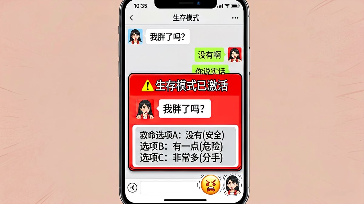 关于'我胖了吗'的生存挑战，男生陷入三选一的绝望