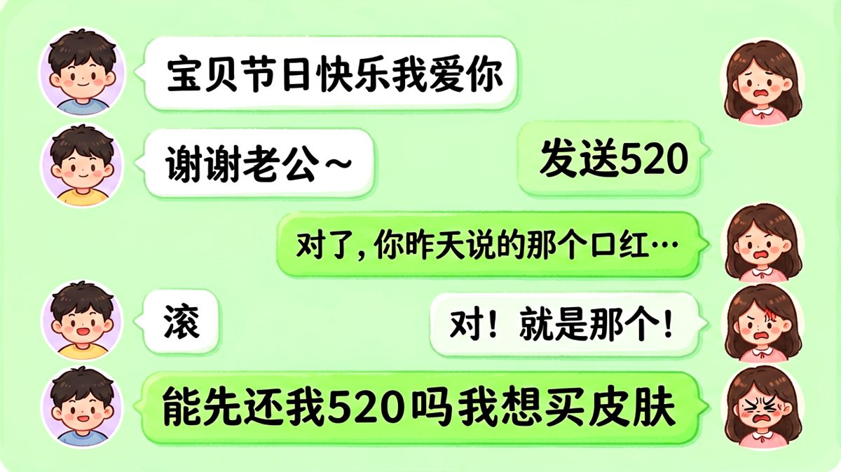 男生表白转账后立刻反手借钱买游戏皮肤