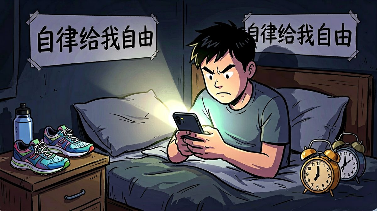 晚上信誓旦旦定好五个闹钟，准备开启自律人生。