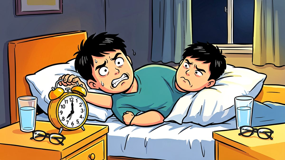闹钟响起，主角与睡眠做最后挣扎
