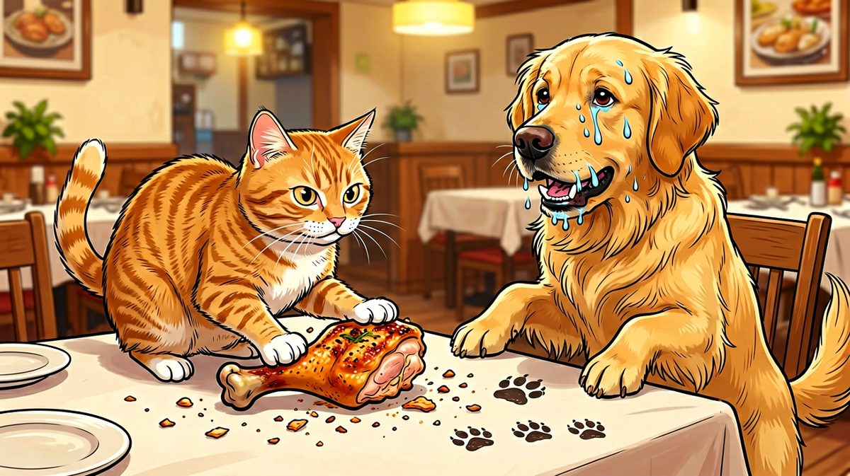 猫：这是我的！狗：就一口……真的就一口……