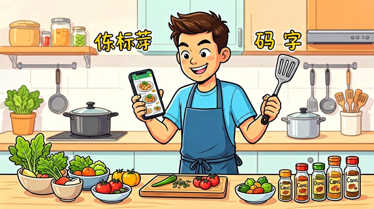 第一格：小明信心满满准备大展身手