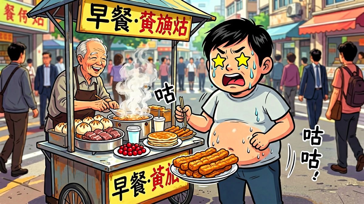 然而楼下早餐摊叫我……