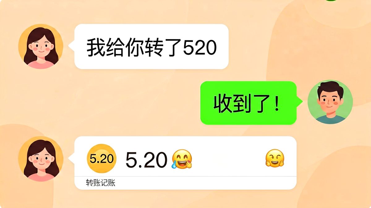 他说转了520，结果转了五块二