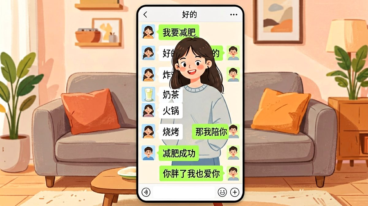 说减肥的女朋友，其实是在点外卖