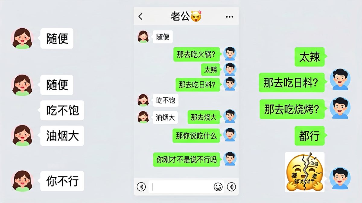 '随便'是情侣聊天中最危险的三个字