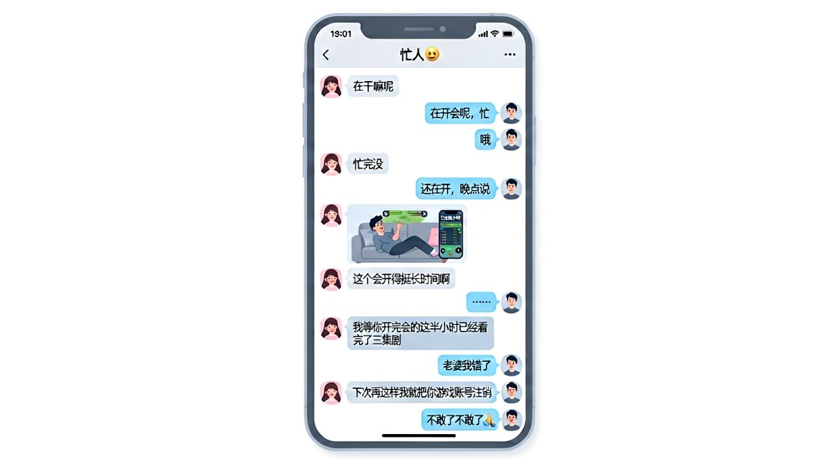 男友以开会为由敷衍女友，结果被女友反向查岗抓个正着，社死现场。