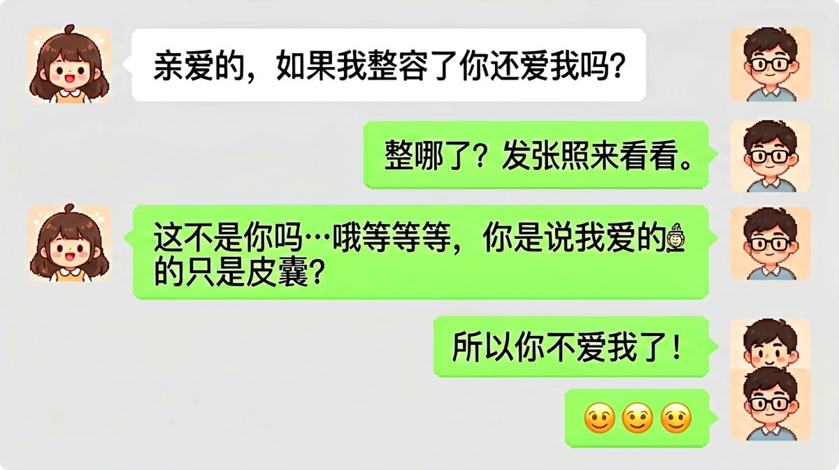 当女生问'整容后还爱不爱你'时的神转折