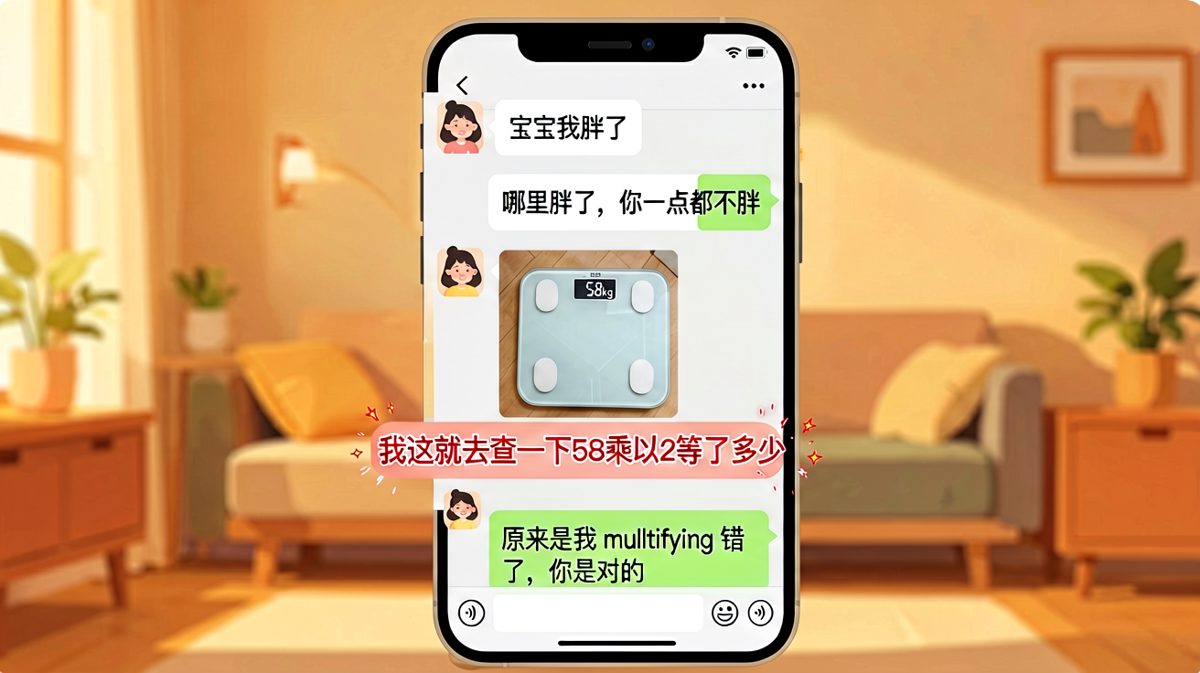 男友被体重数字难住，当场算乘法暴露算术短板