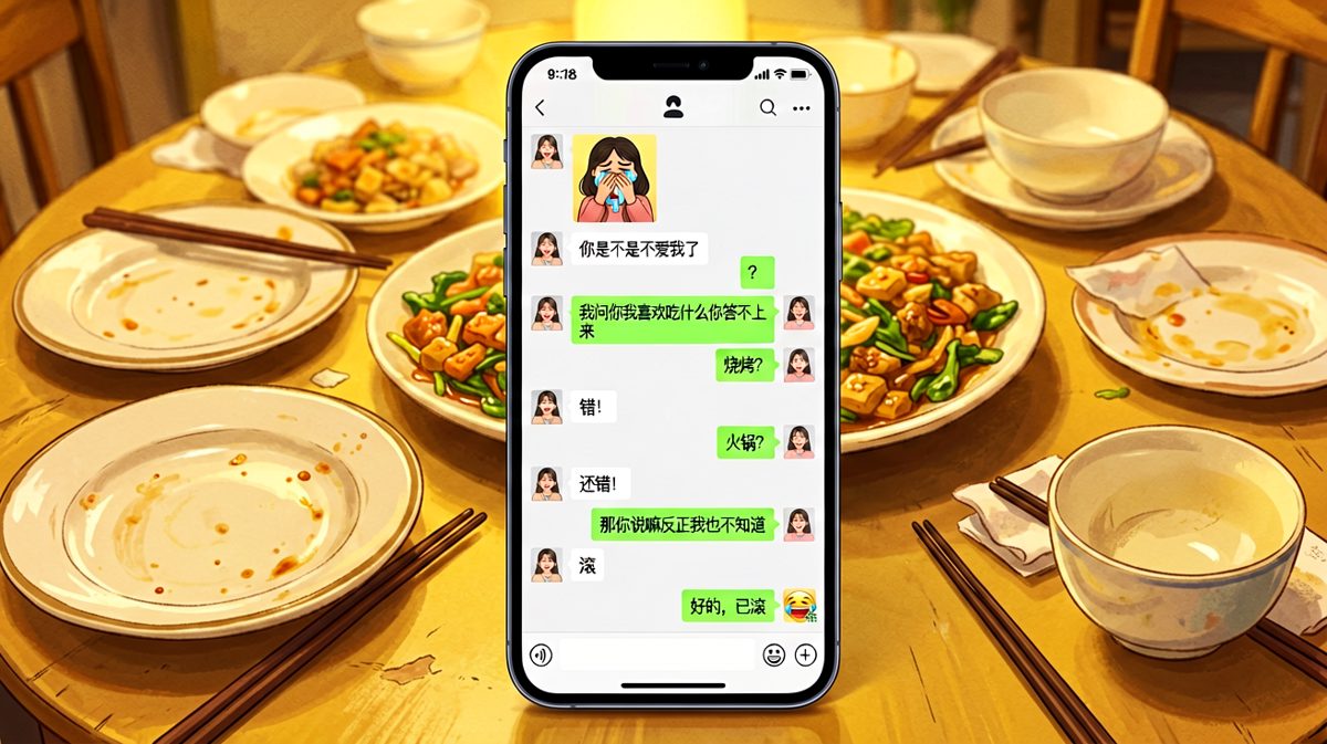送命题现场的求生欲表演，男生用'滚'字绝杀