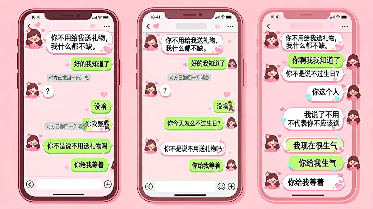 她说不用送，真没送，她更生气了