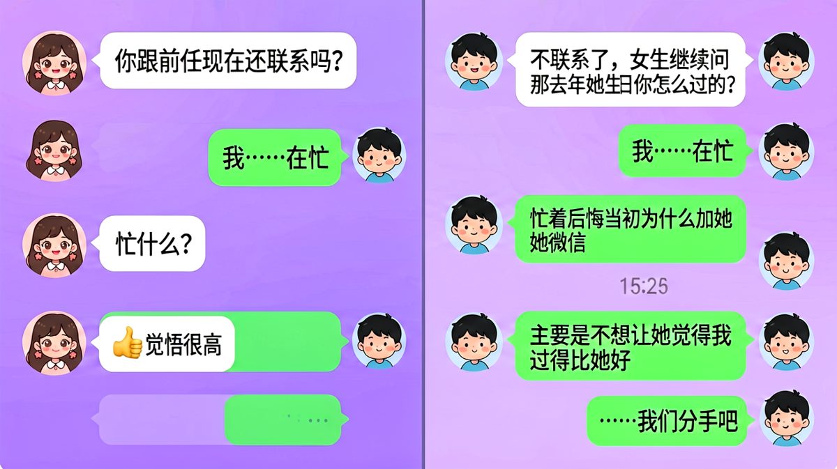 回答前任问题还能顺便吐槽，结果把自己送进了分手快车道
