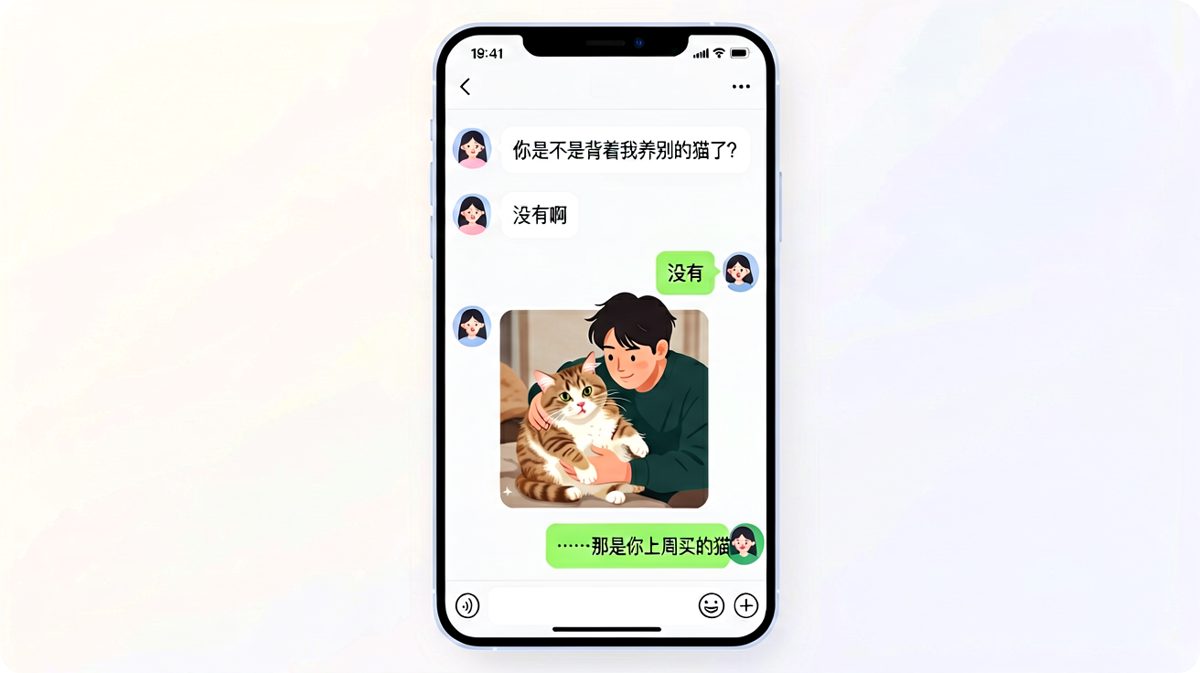 她突然质问男朋友是不是偷偷养了别的猫，结果发现是自家猫抢镜
