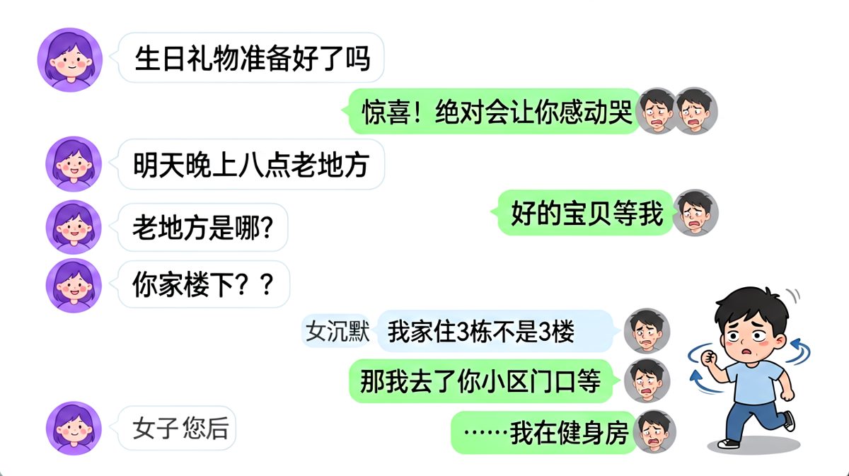 说去'老地方'等，结果老地方在隔壁市