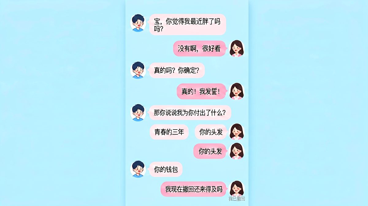 '你觉得我胖吗'是送命题，但'我为你付出了什么'才是必杀技。
