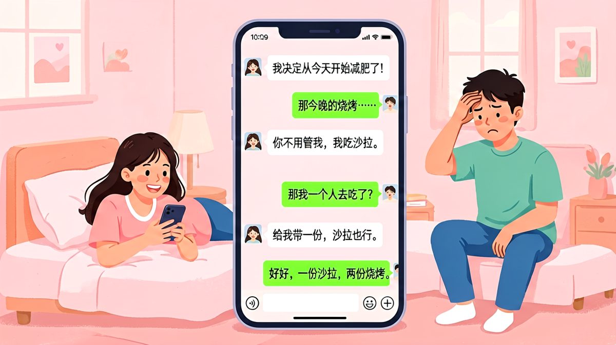 减肥宣言在三秒钟内崩塌，沙拉拉是最后体面的遮羞布。