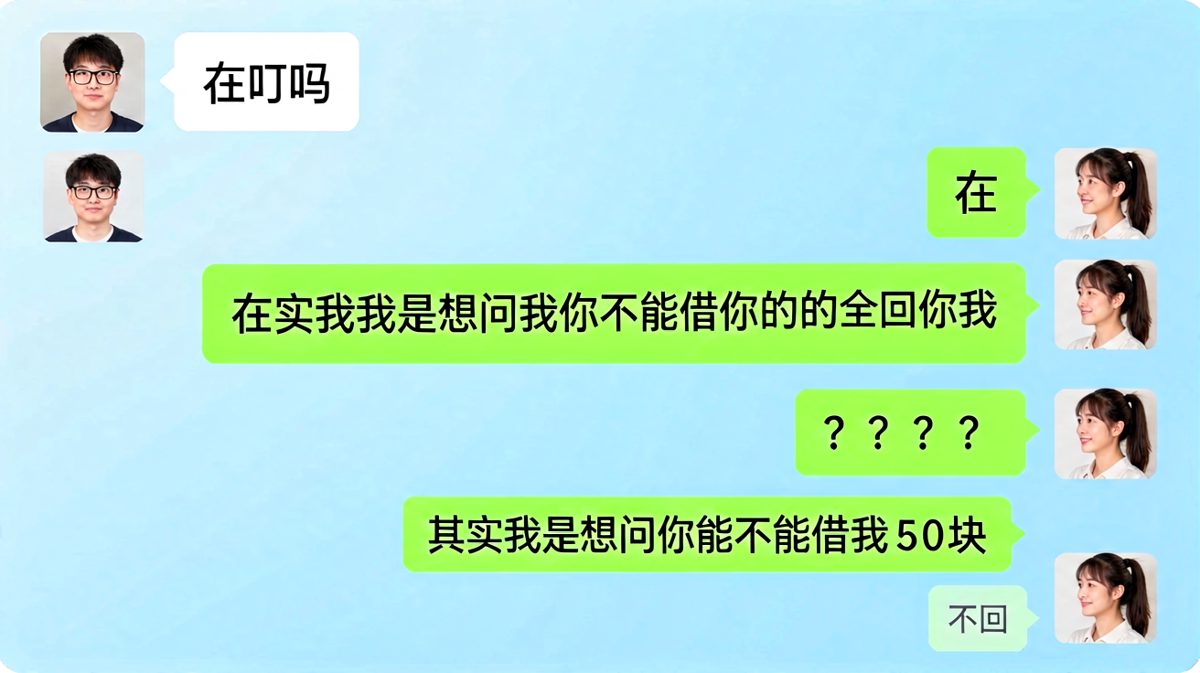 表白变借钱，女生沉默三连