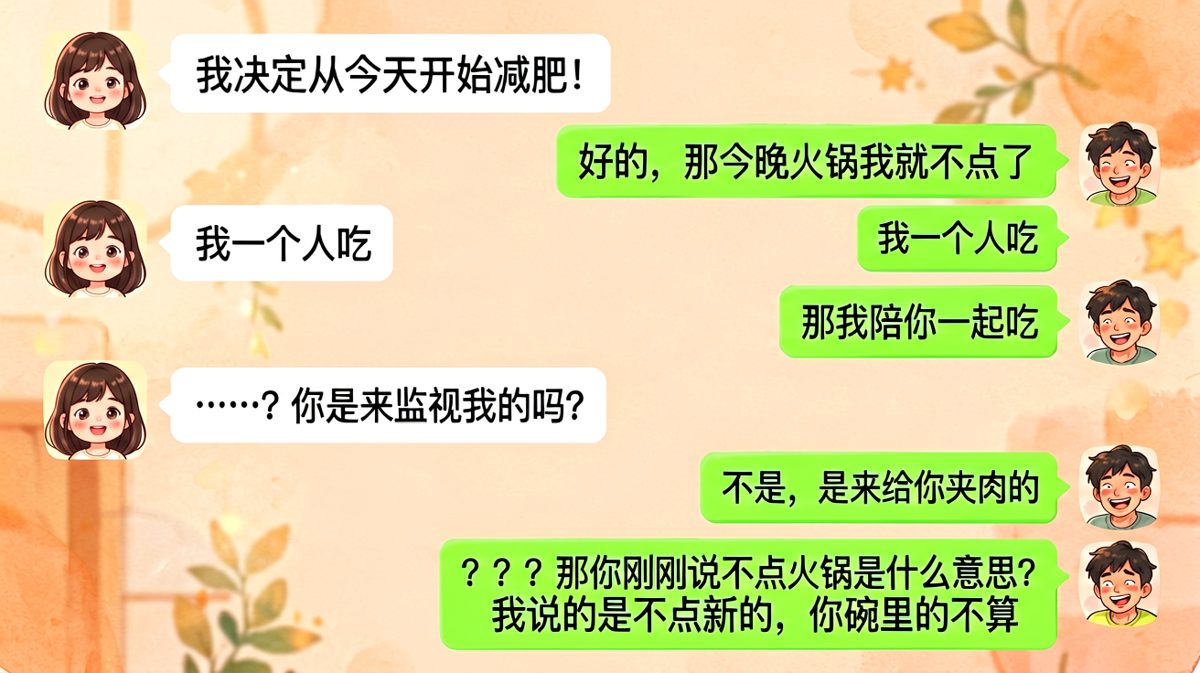 减肥话题的经典反转——嘴上说减肥，实际全是肉