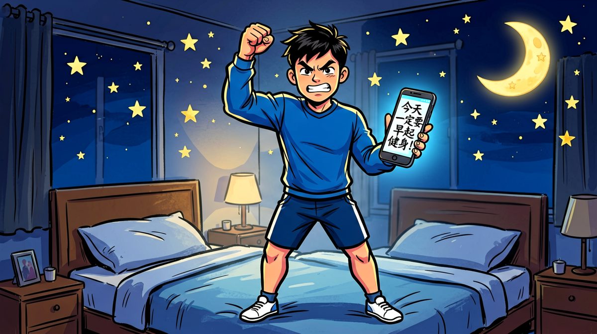 主角立下宏大誓言：今天一定要早起健身！
