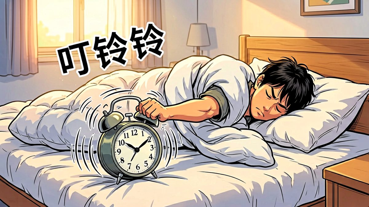 闹钟响了，但人类的本能是关掉它。