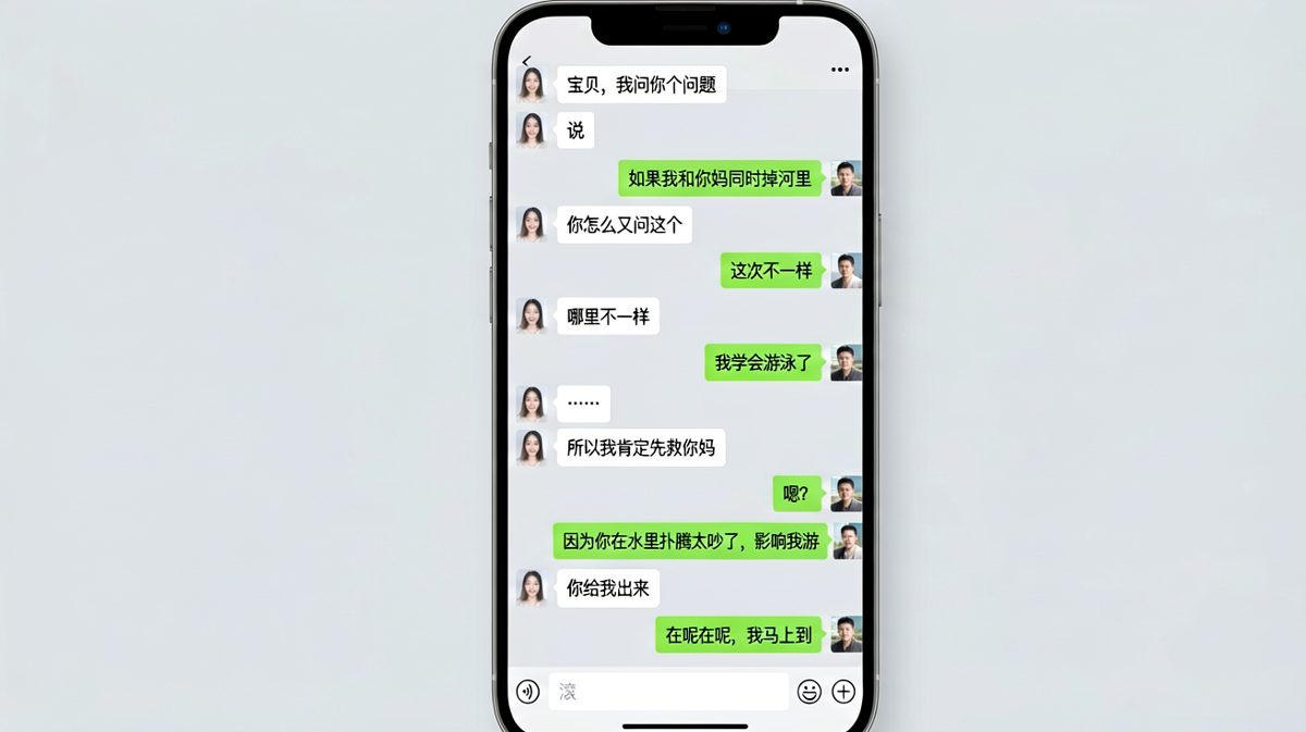 男生学会游泳后重新回答经典送命题，答案离谱到让女生直接让他滚