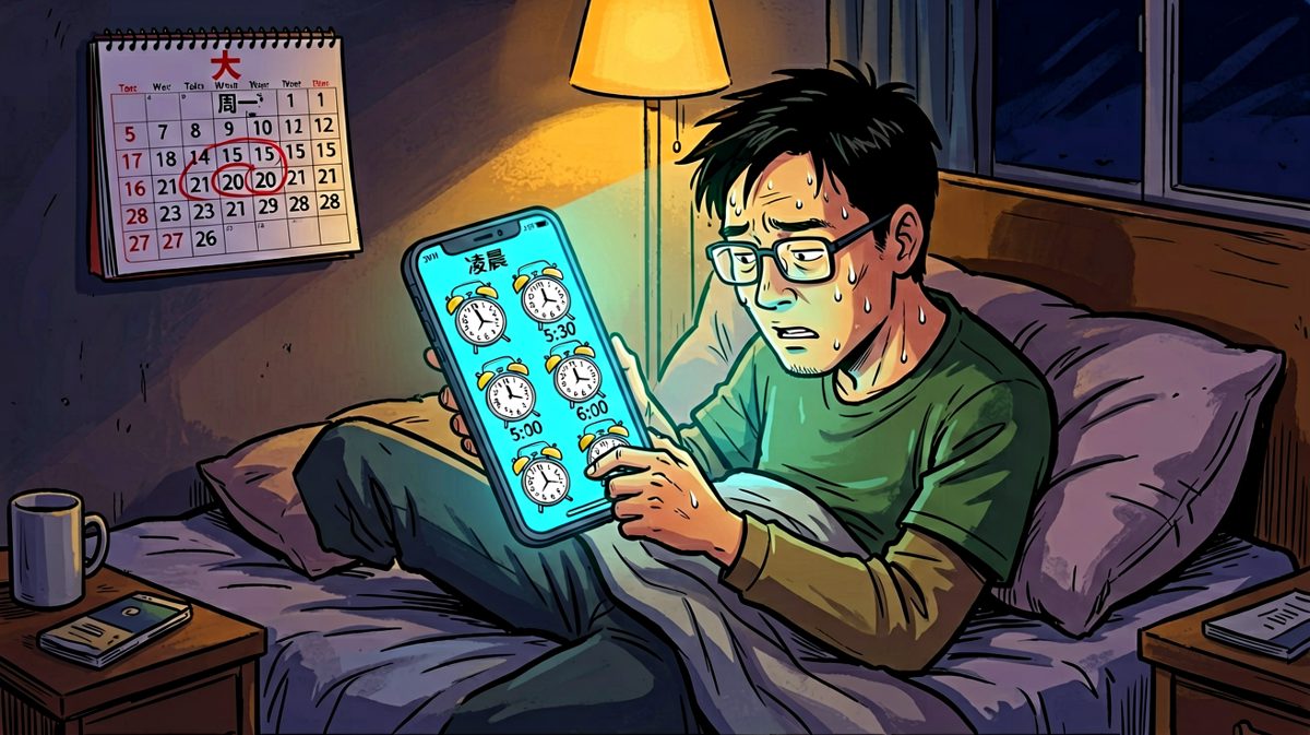打工人发誓明天一定早起，狠心设置了四个闹钟