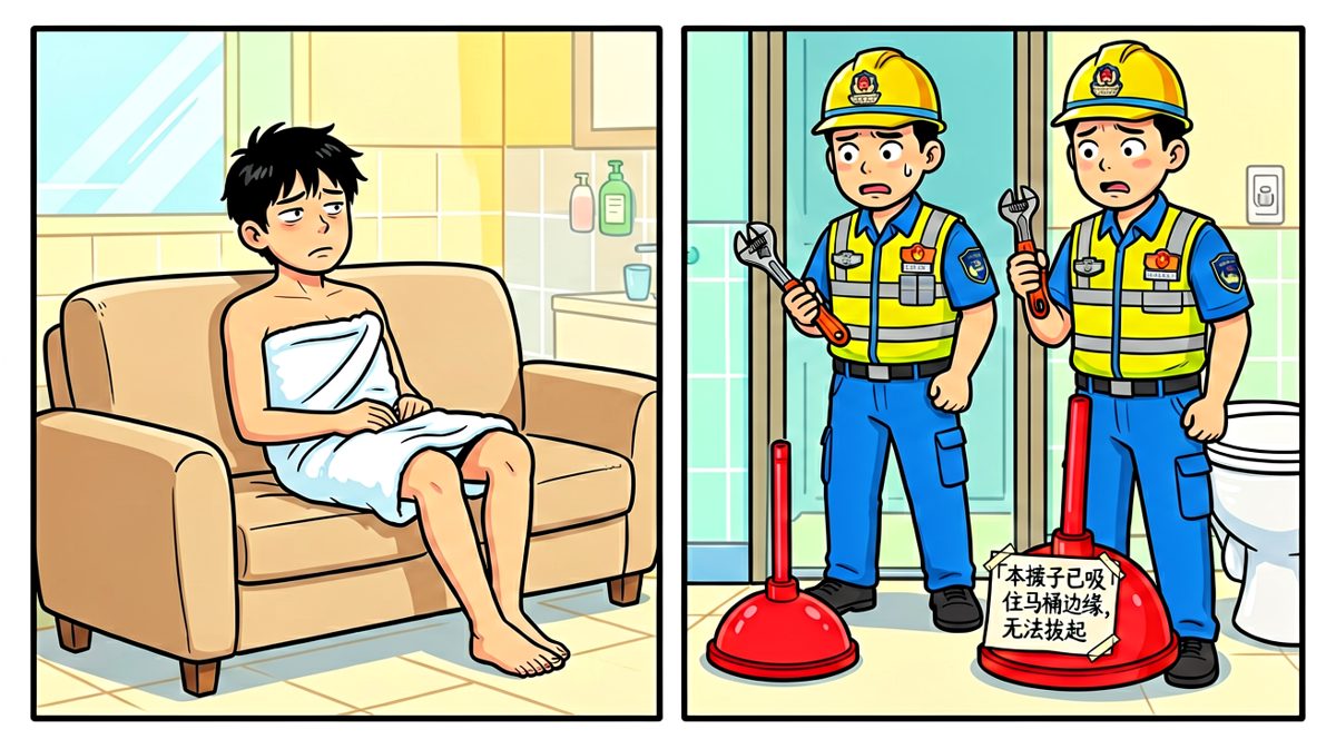 现在它把马桶也吸住了。