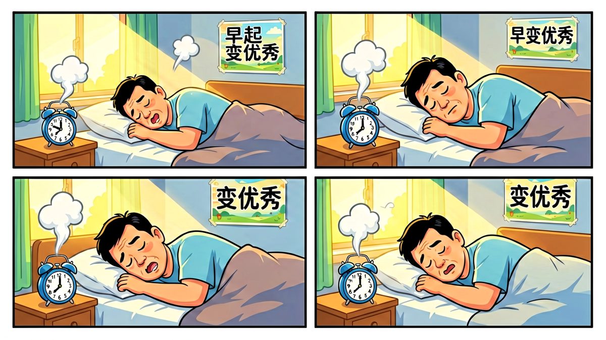 闹钟响了，但人还在睡梦中浑然不知