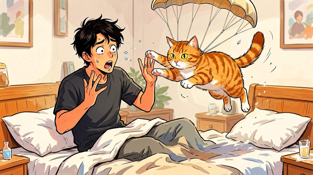 关键时刻——橘猫发动突袭，以精准制导飞向主人的脸！