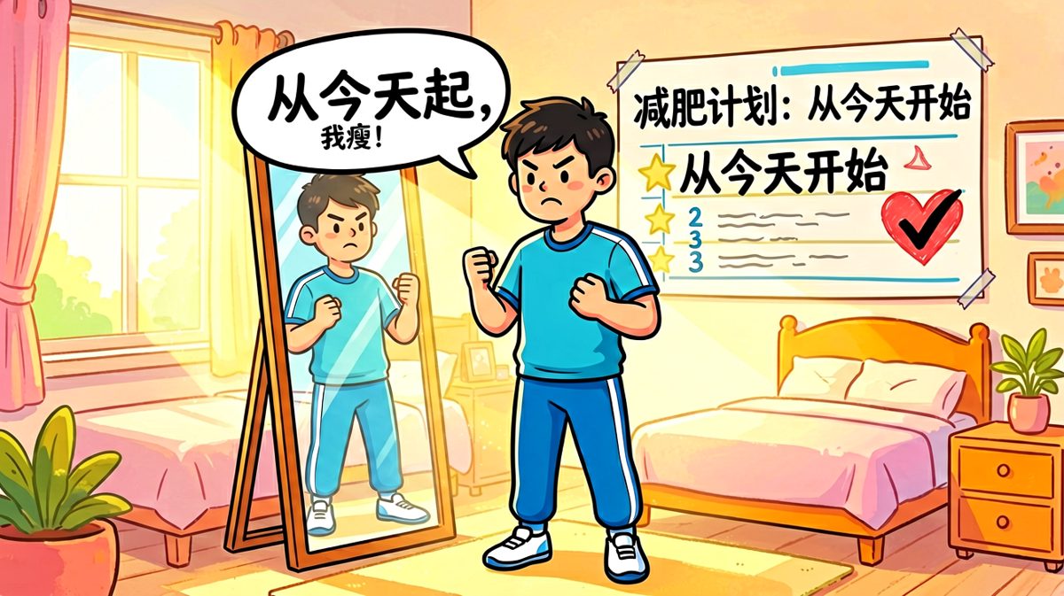 第一天，雄心壮志宣布减肥