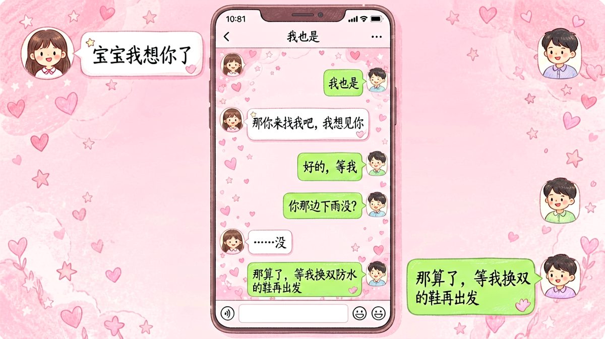 浪漫告白中途被下雨打败，直男逻辑让人哭笑不得。