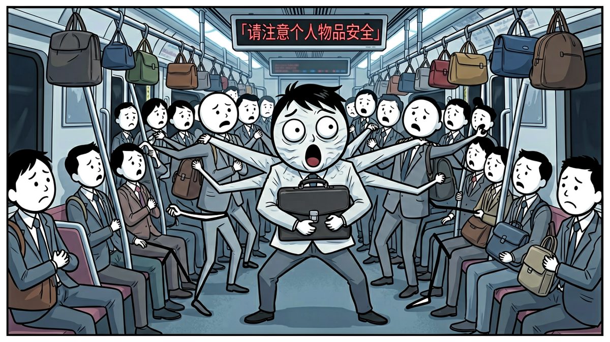 进入地铁车厢后，他瞬间被压缩成二维生物。