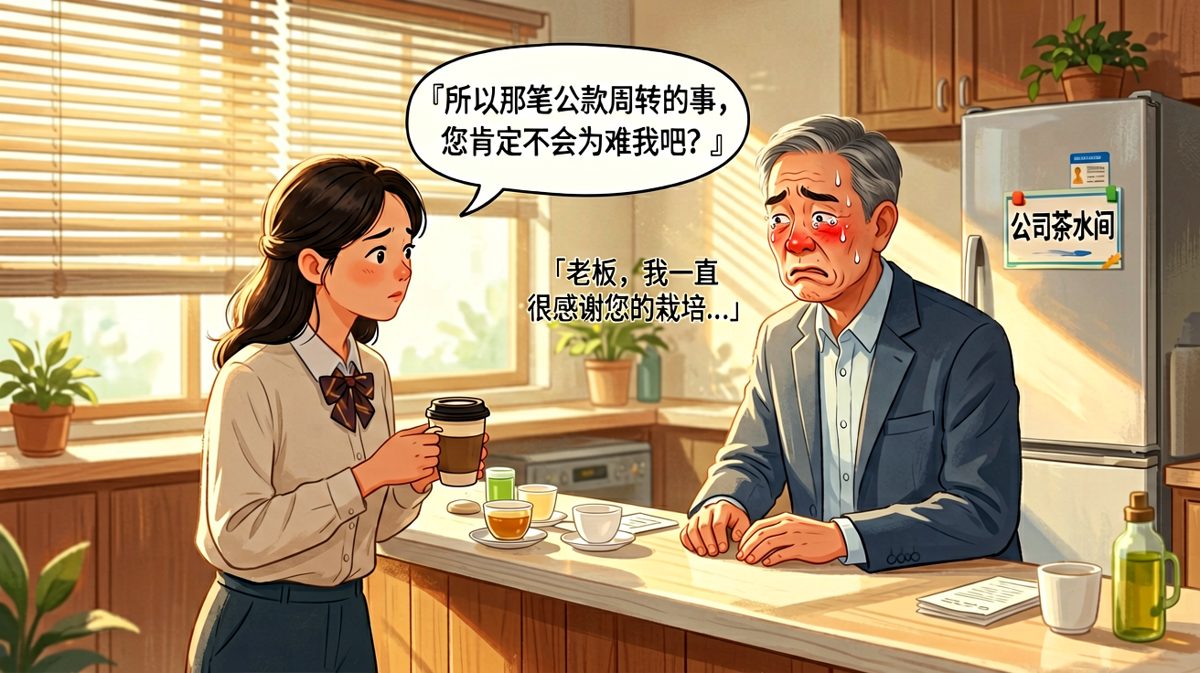 员工深情表白感谢栽培，下一秒开口就是「公款的事别找我」。