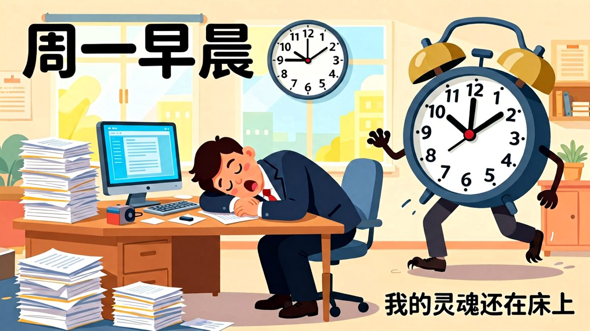 周一早上：身体已到岗，灵魂还在梦乡