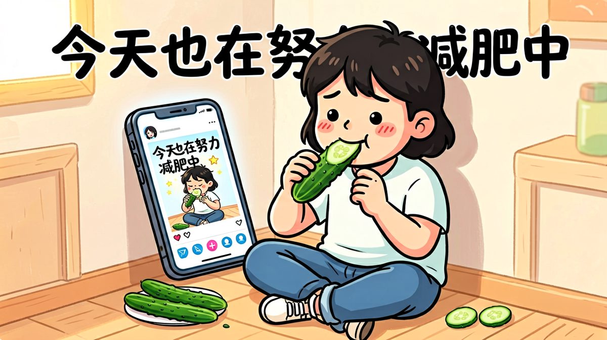 忍不住偷吃黄瓜，还要发朋友圈证明自己
