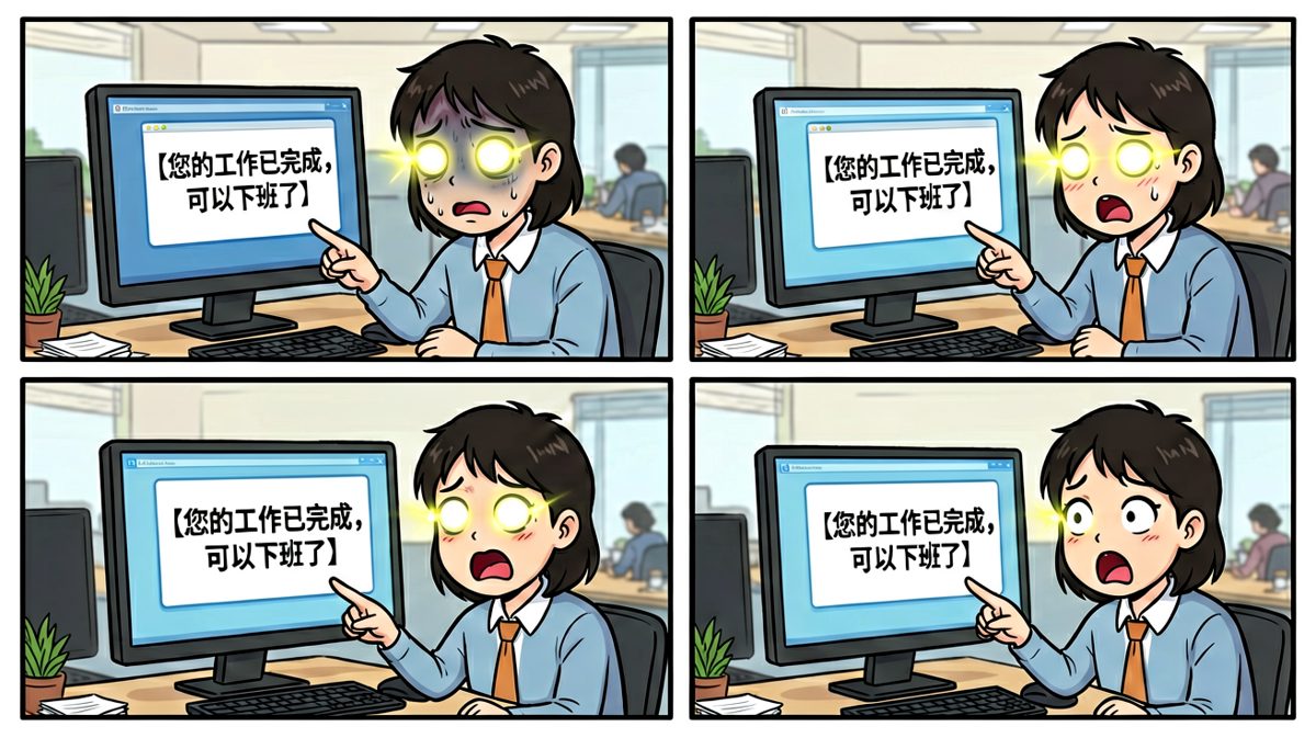 电脑弹出下班提示，以为终于解放了