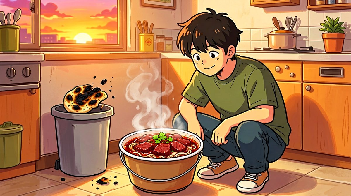 第4格：算了，还是泡面最香